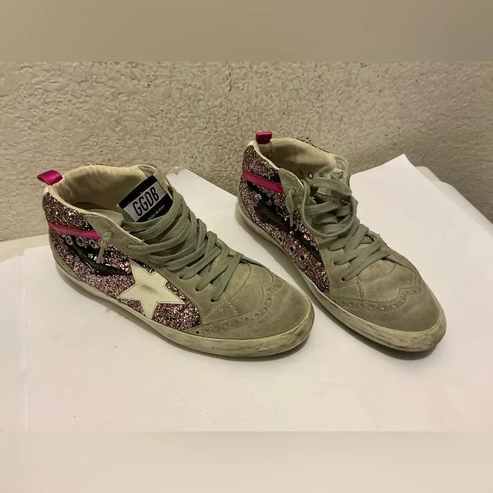 Golden Goose Women's Glitter Sneakers - Pink and Cream
